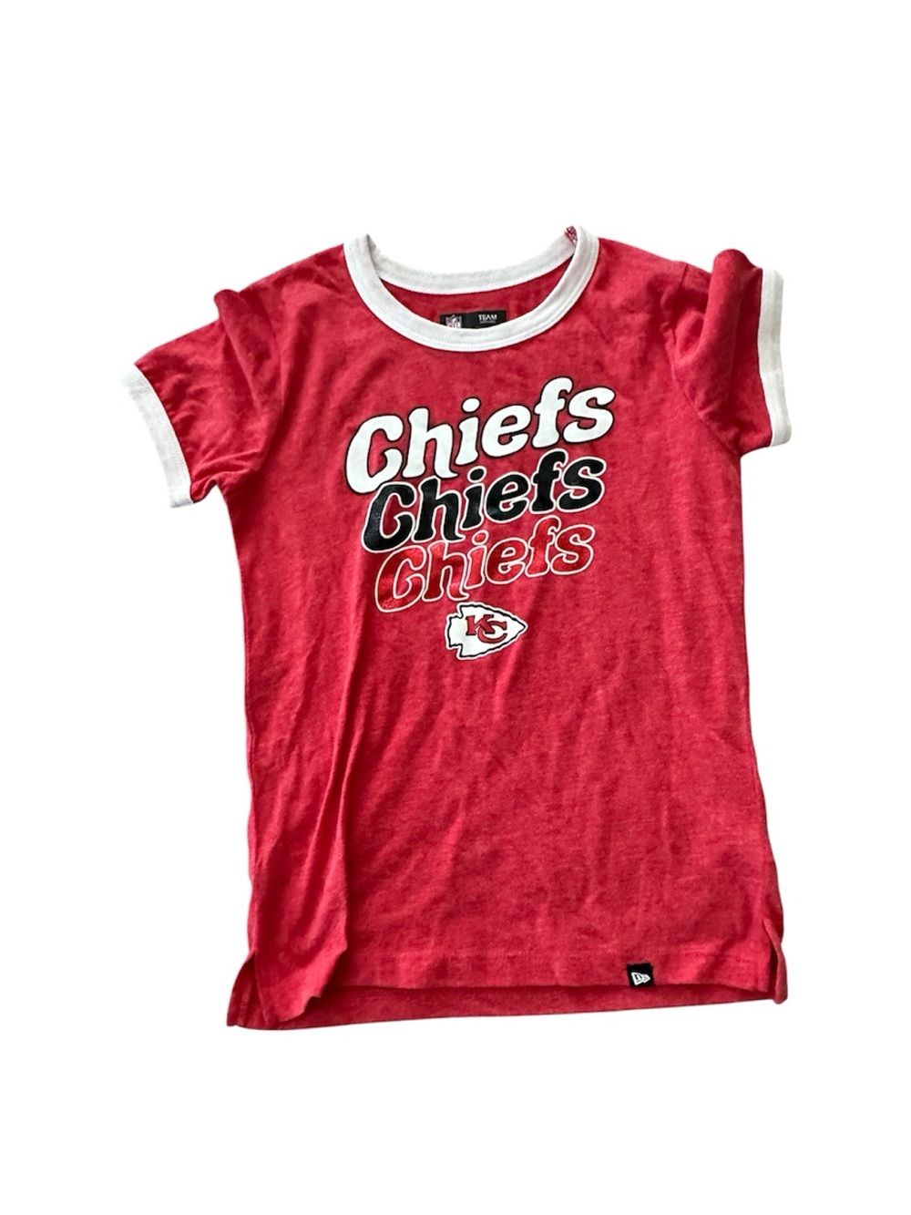 NWT Kansas City Chiefs Red Kids Ringer Tee Size Girls 7/8